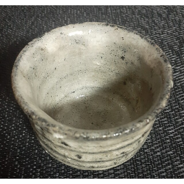 明治時代 古唐津 黒輪線文様 ぐい呑 盃 酒杯 酒器 縮緬高台