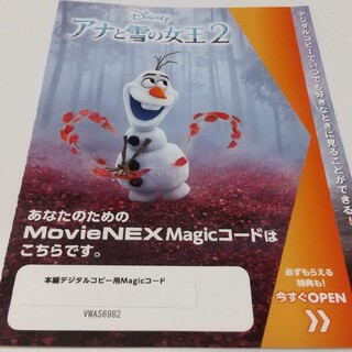 ディズニー(Disney)のアナと雪の女王2　デジタルコピー用マジックコード の用紙(アニメ)