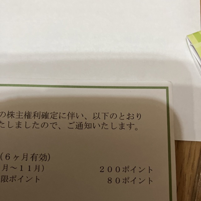 松竹　株主優待カード80ポイント　女性名義