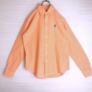 Ralph Lauren ラルフローレン長袖シャツ刺繍オレンジ ギンガムチェック(シャツ/ブラウス(長袖/七分))