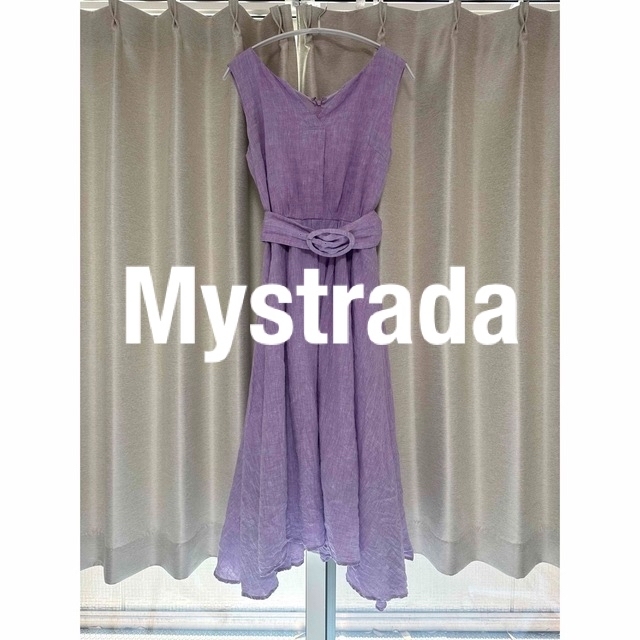 Mystrada(マイストラーダ)のMystrada❤️ノースリーブベルト付きワンピース❤️パープル❤️size38 レディースのワンピース(ロングワンピース/マキシワンピース)の商品写真