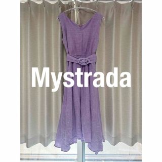 マイストラーダ(Mystrada)のMystrada❤️ノースリーブベルト付きワンピース❤️パープル❤️size38(ロングワンピース/マキシワンピース)