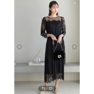 ロペピクニック(Rope' Picnic)のロペピクニック　総レース ワンピース 黒 結婚式 披露宴 二次会(ロングドレス)