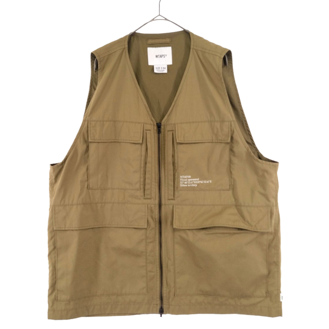 WTAPS ダブルタップス 22SS LRRP / VEST 221WVDT-LKM01 ロゴ刺繍コットンポリベスト ジップアップベスト カーキ