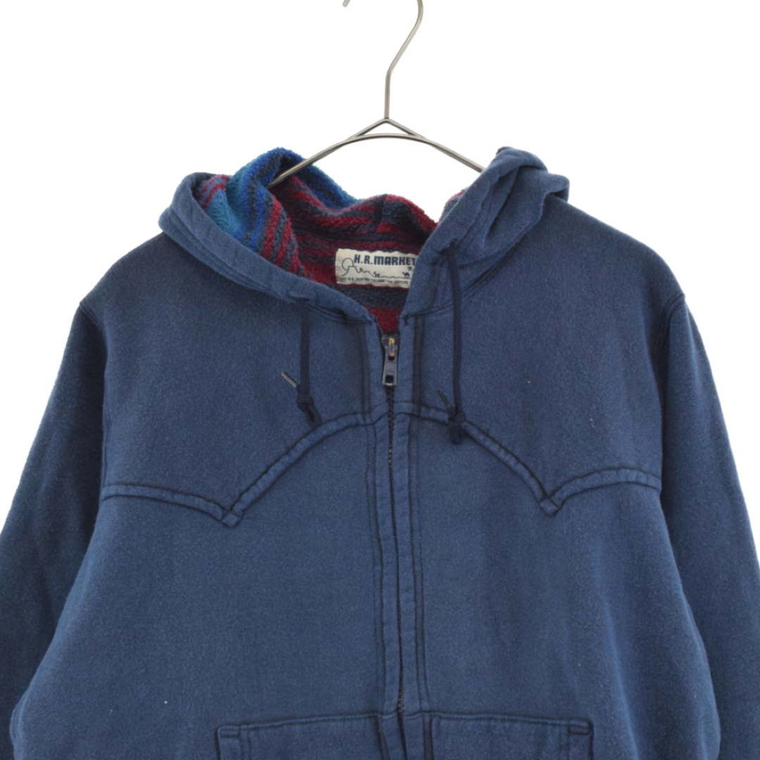 BLUE BLUE(ブルーブルー)のBLUE BLUE ブルーブルー Front Logo Printe Zip Up Foodie フロントロゴ ジップアップパーカー スウェット ネイビー メンズのトップス(パーカー)の商品写真