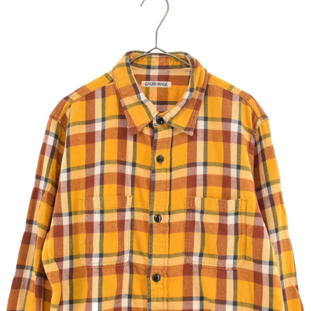 HOLLYWOOD RANCH MARKET(ハリウッドランチマーケット)のHOLLYWOOD RANCH MARKET ハリウッド ランチ マーケット GAIJIN MADE Check Long Sleeve Shirt ガイジンメイド 長袖チェックシャツ イエロー メンズのトップス(シャツ)の商品写真