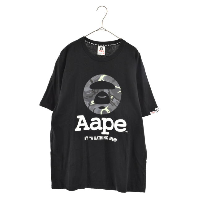 AAPE BY A BATHING APE エーエイプバイアベイシングエイプ フロントロゴプリント半袖Tシャツ AAPTEM0148XXB クルーネックカットソー ブラック