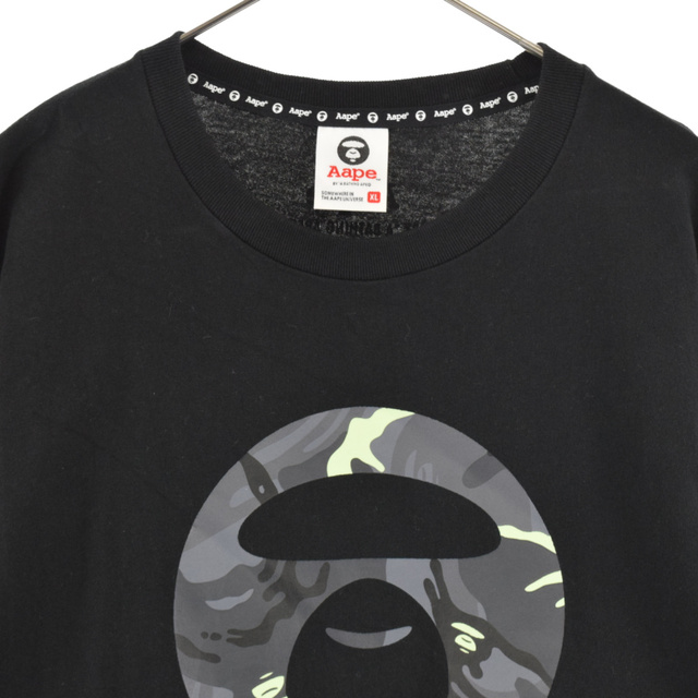 AAPE BY A BATHING APE エーエイプバイアベイシングエイプ フロントロゴプリント半袖Tシャツ AAPTEM0148XXB クルーネックカットソー ブラック