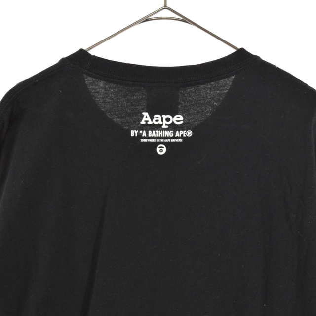 AAPE BY A BATHING APE エーエイプバイアベイシングエイプ フロントロゴプリント半袖Tシャツ AAPTEM0148XXB クルーネックカットソー ブラック