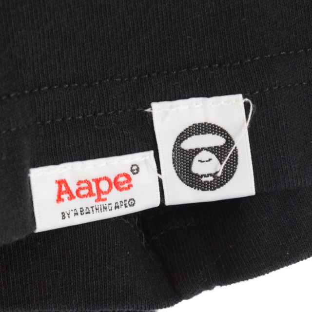 AAPE BY A BATHING APE エーエイプバイアベイシングエイプ フロントロゴプリント半袖Tシャツ AAPTEM0148XXB クルーネックカットソー ブラック