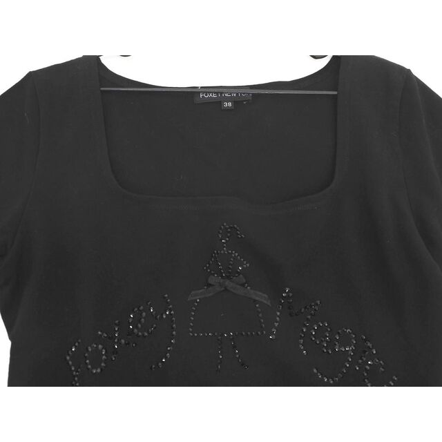 FOXEY(フォクシー)のfoxey フォクシー ラインストーン Tシャツ size38/黒 ■◆ レディース レディースのトップス(Tシャツ(半袖/袖なし))の商品写真