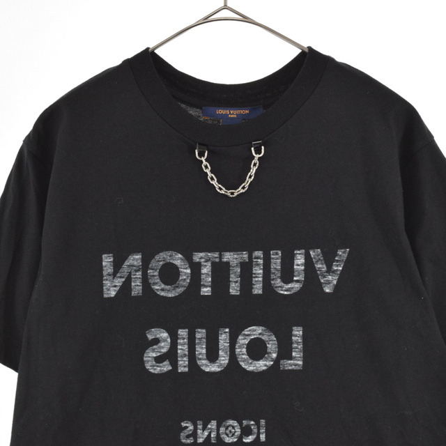 LOUIS VUITTON ルイヴィトン 21SS RM211W TXP FJTS18 ICONSチェーン 反転ロゴプリント 半袖Tシャツ カットソー ブラック