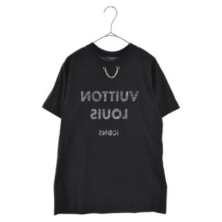 ルイヴィトン(LOUIS VUITTON)のLOUIS VUITTON ルイヴィトン 21SS RM211W TXP FJTS18 ICONSチェーン 反転ロゴプリント 半袖Tシャツ カットソー ブラック(Tシャツ(半袖/袖なし))