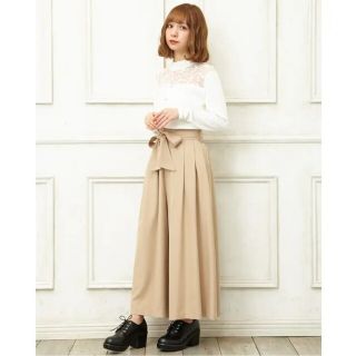 イング(INGNI)の良品♡INGNIのサッシュ付きツイルHWロングスカーチョ ベージュ Mサイズ(カジュアルパンツ)