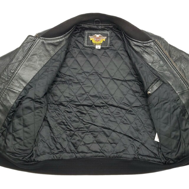 人気色 背面ビッグロゴ◇HARLEY-DAVIDSON◇オールレザースタジャン黒