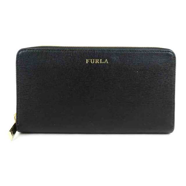 フルラ Furla ラウンドファスナー長財布 レザー ブラック レディース