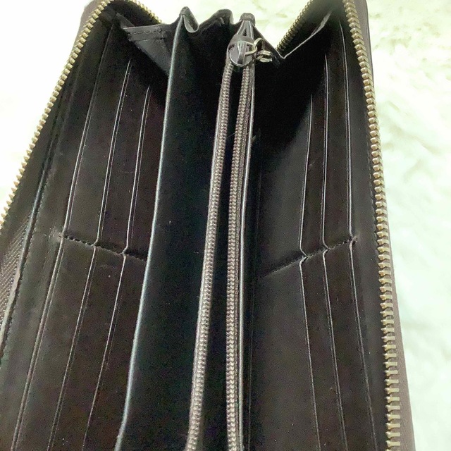 グッチ 長財布 レザー ダークブラウン ラウンドファスナー ユニ