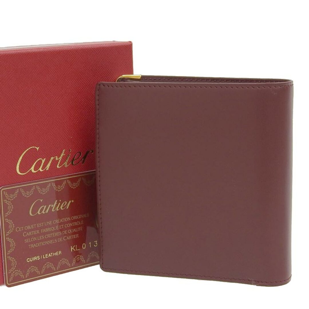 カルティエ CARTIER マストライン 二つ折り財布 コンパクトウォレット レザー ボルドー 美品 新入荷 CA0438
