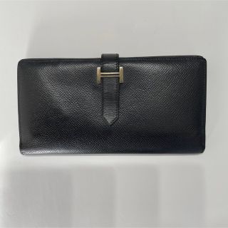 エルメス(Hermes)のHERMES（エルメス）　べアン　長財布　ゴールド金具　ブラック（黒）　本革(長財布)