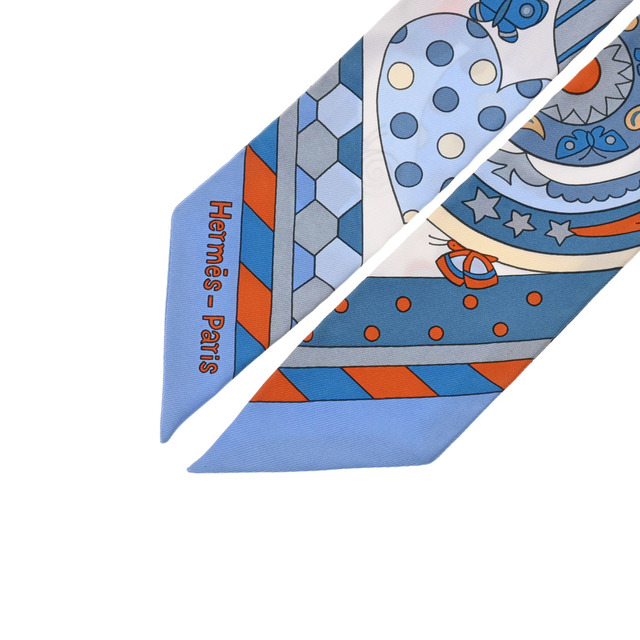 Hermes(エルメス)のエルメス  ツイリー 森のささやき スカーフ ブルージーン/オレンジ/クリ レディースのファッション小物(バンダナ/スカーフ)の商品写真