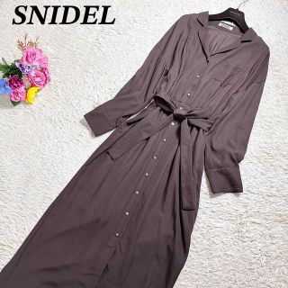 スナイデル(SNIDEL)のSNIDEL スナイデル シャツデザインワンピース ブラウン リボン 1 M位(ロングワンピース/マキシワンピース)