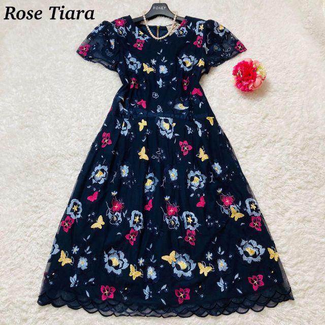 Rose Tiara - 【美品】Rose Tiara JEWEL ワンピース 花柄 総刺繍