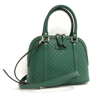 グッチ(Gucci)のGUCCI 2WAYショルダーバッグ マイクログッチシマ レザー グリーン(その他)