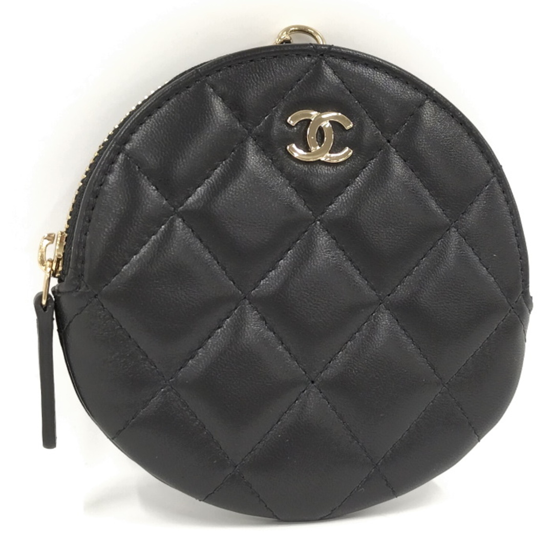 CHANEL(シャネル)のCHANEL ジップコインパース 小銭入れ ラムスキン レザー ブラック レディースのファッション小物(コインケース)の商品写真