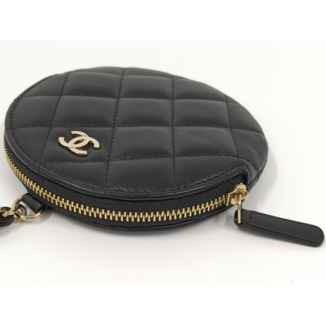 CHANEL ジップコインパース 小銭入れ ラムスキン レザー ブラック