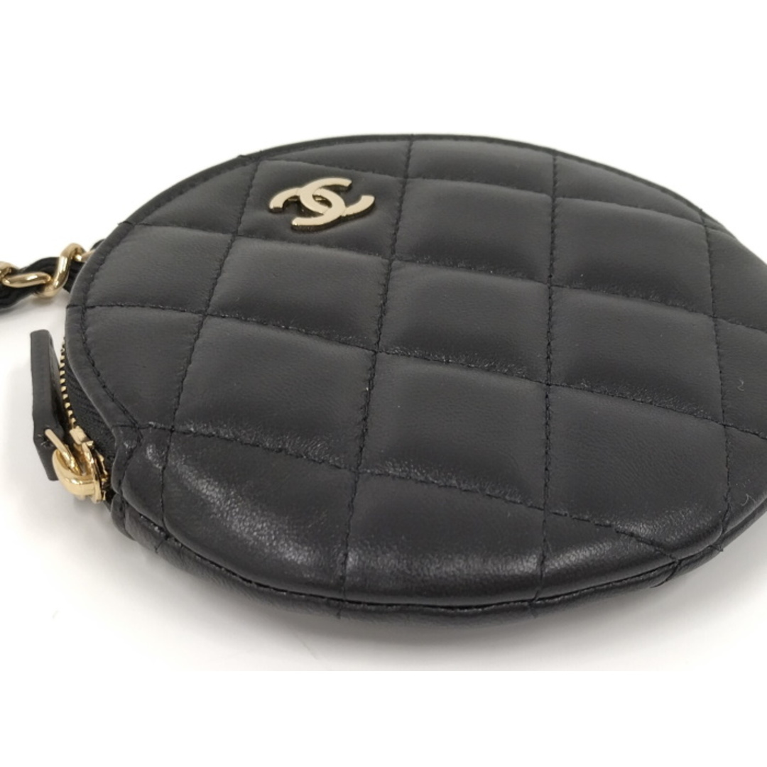 CHANEL ジップコインパース 小銭入れ ラムスキン レザー ブラック