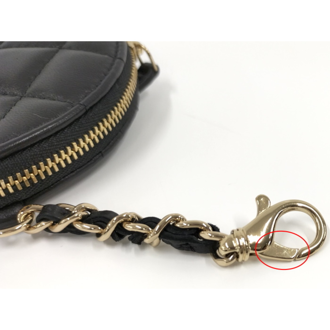 CHANEL(シャネル)のCHANEL ジップコインパース 小銭入れ ラムスキン レザー ブラック レディースのファッション小物(コインケース)の商品写真