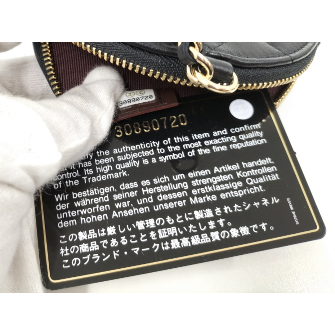 CHANEL(シャネル)のCHANEL ジップコインパース 小銭入れ ラムスキン レザー ブラック レディースのファッション小物(コインケース)の商品写真