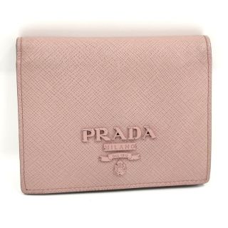 プラダ(PRADA)のPRADA 二つ折りコンパクト財布 サフィアーノレザー ピンク 1MV204(財布)