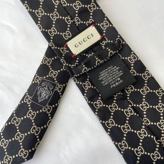 Gucci - 美品 GUCCI 現行 GG柄 チェーン 黒 金 刺繍 ネクタイの通販 by