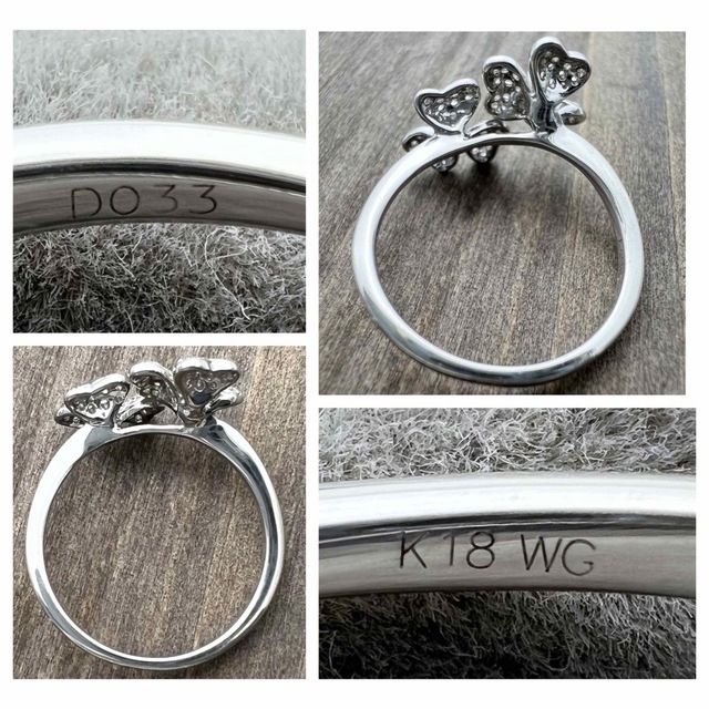 k18WG 天然 ダイヤモンド 0.33ct クローバーリング ダイヤ リング レディースのアクセサリー(リング(指輪))の商品写真