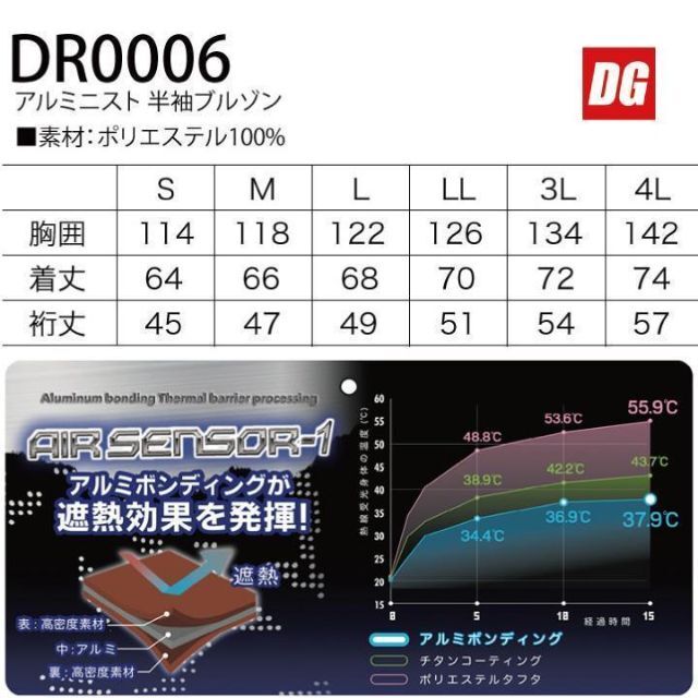 半袖 アルミニスト 色1 限定 空調服 クロダルマ【DR0006+KS100】
