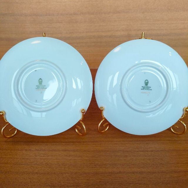 【美品】 ウェッジウッド ホワイトホール パウダー ホワイトゴールド 2客セット 3