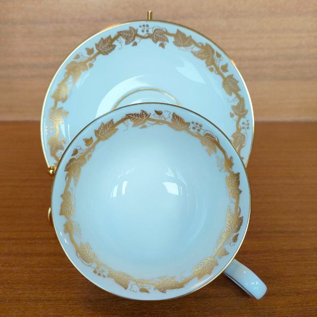 【美品】 ウェッジウッド ホワイトホール パウダー ホワイトゴールド 2客セット 9