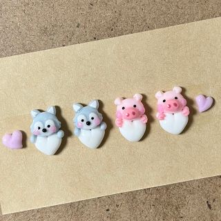 3dネイルパーツ オーダー 【ゆるかわアニマル オオカミ ブタ ハート