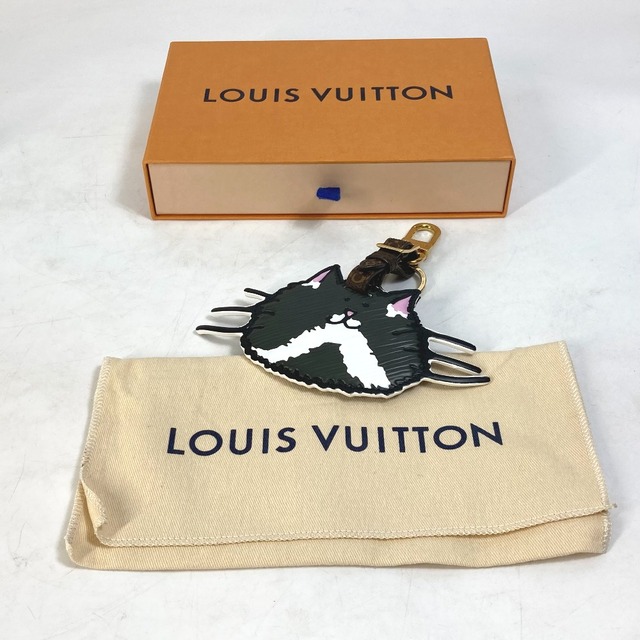 ルイヴィトン LOUIS VUITTON ポルト アドレス キャットグラム MP2282 エピ モノグラム 猫 キーリング キーホルダー バッグチャーム エピレザー ブラック 美品