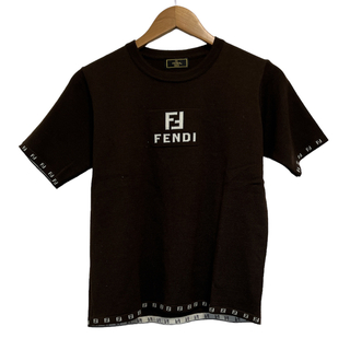 フェンディ(FENDI)のオールド FENDI フェンディ ロゴ ズッカ柄 半袖 ウール セーター(ニット/セーター)