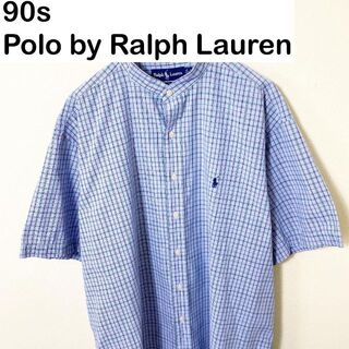 ポロラルフローレン(POLO RALPH LAUREN)の90s Polo Ralph Lauren ノーカラー　シャツ　古着　アメカジ(シャツ)