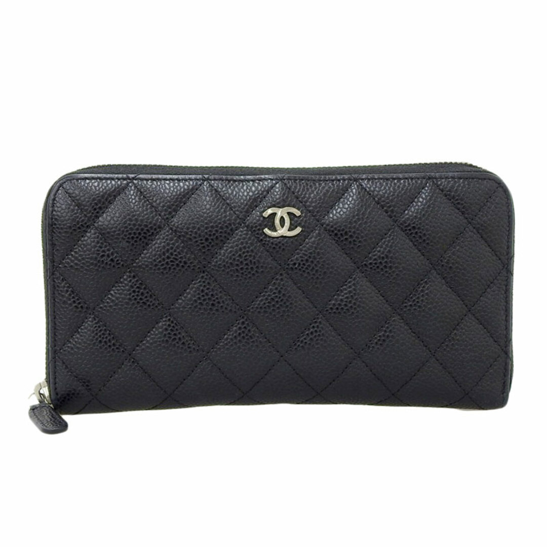 シャネル CHANEL マトラッセ 長財布 ラウンドファスナー ラウンドジップウォレット キャビアスキン 黒 22番台 A50097  新入荷 CH0689