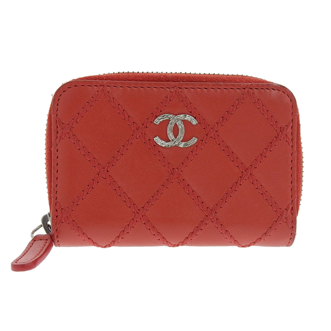 シャネル CHANEL ワイルド・ステッチ コインケース 小銭入れ レザー レッド 18番台  新入荷 CH0776