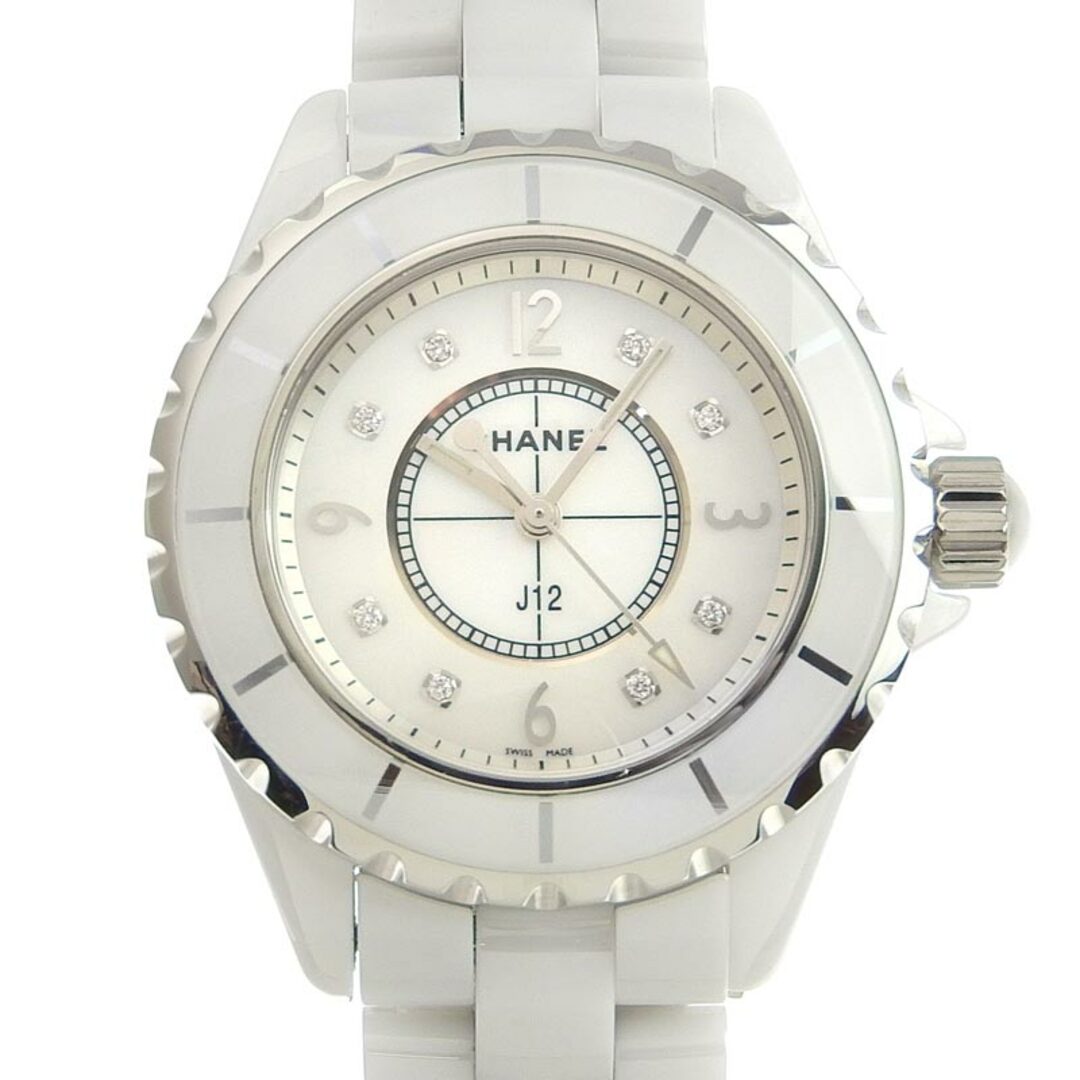 シャネル CHANEL J12 レディース クォーツ 腕時計 セラミック 8Pダイヤモンド ホワイトシェル文字盤 H2422  新入荷 CH0790