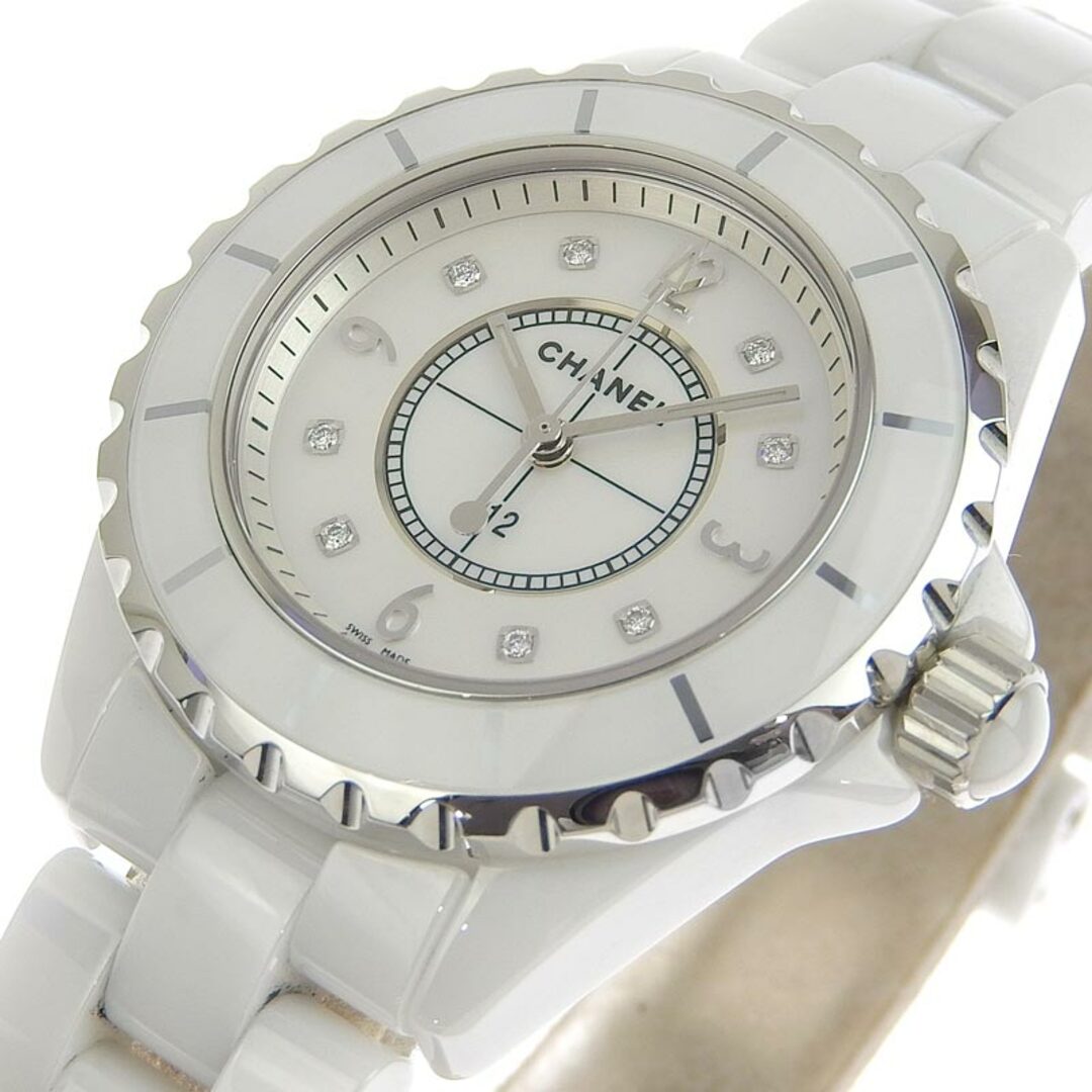 シャネル CHANEL J12 レディース クォーツ 腕時計 セラミック 8Pダイヤモンド ホワイトシェル文字盤 H2422 中古 新入荷 CH0790