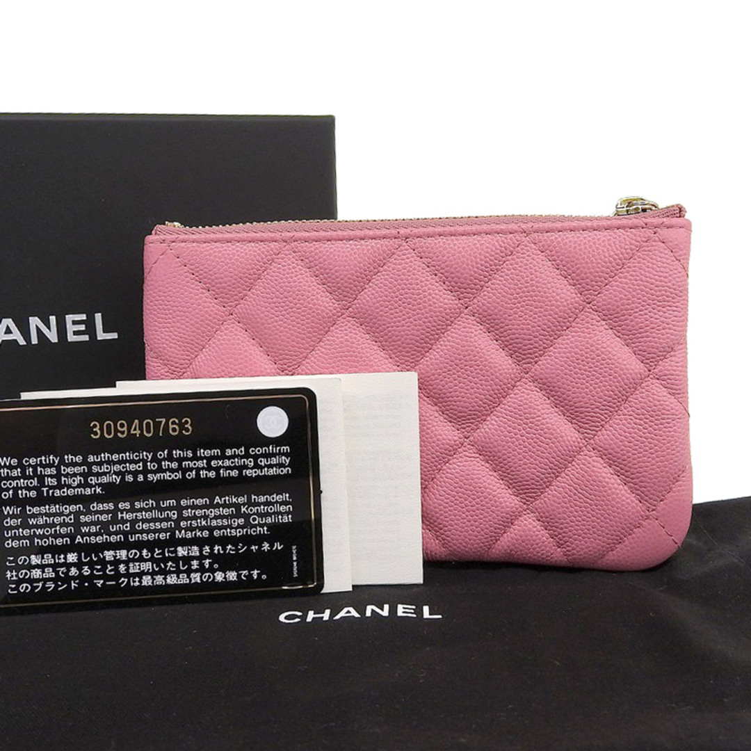 シャネル CHANEL マトラッセ クラシックミニポーチ キャビアスキン ピンク ポーチ A82365 30番台 美品 新入荷 CH0807