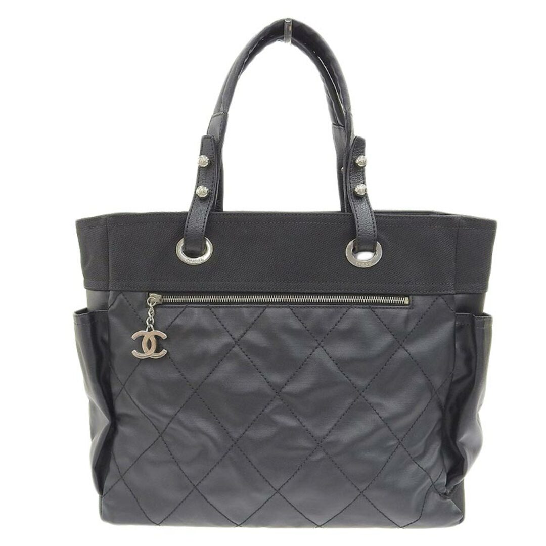 シャネル CHANEL パリビアリッツトートMM トートバッグ レザー キャンバス ブラック A34210  新入荷 CH0808