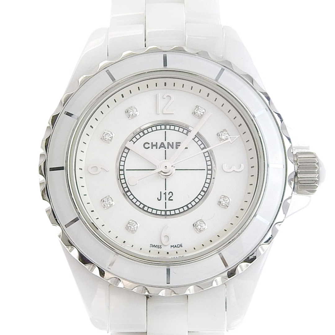 シャネル CHANEL J12 レディース クォーツ 腕時計 セラミック 8Pダイヤモンド ホワイト文字盤 H2570  新入荷 CH0820