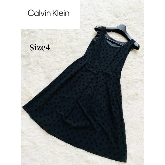 Calvin Klein(カルバンクライン)の【CALVIN KLEIN】カルヴァンクライン ドット柄ノースリーブワンピース レディースのワンピース(ひざ丈ワンピース)の商品写真